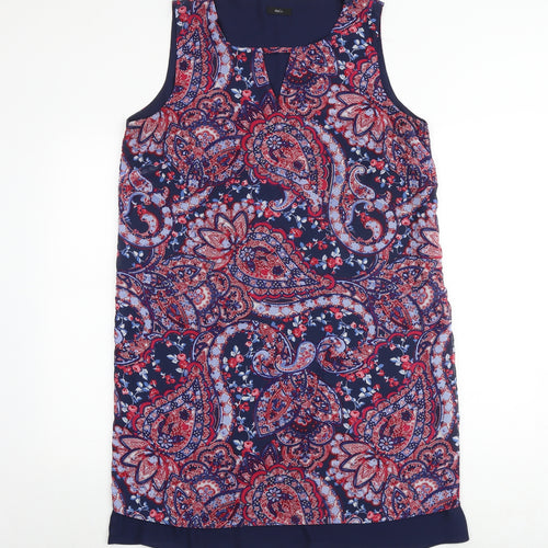 M&Co Womens Multicoloured Paisley Polyester Tank Dress Size 16 Round Neck Pullover