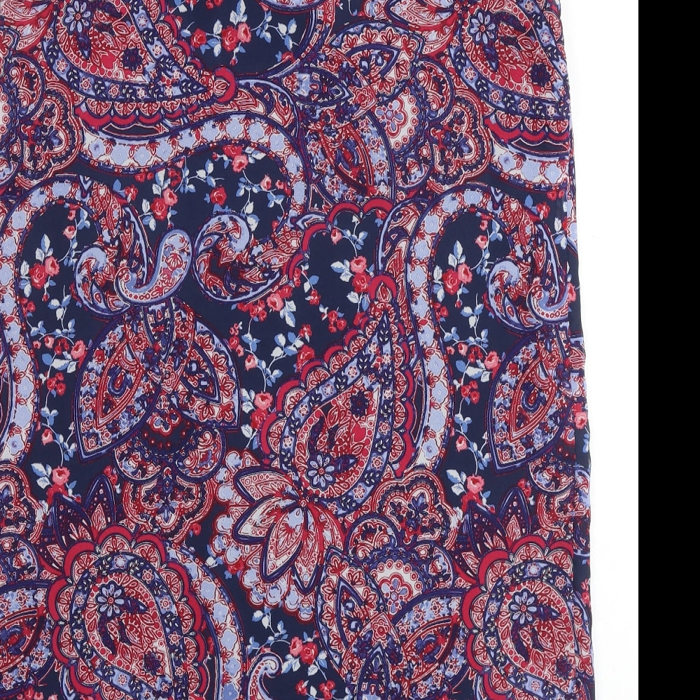 M&Co Womens Multicoloured Paisley Polyester Tank Dress Size 16 Round Neck Pullover