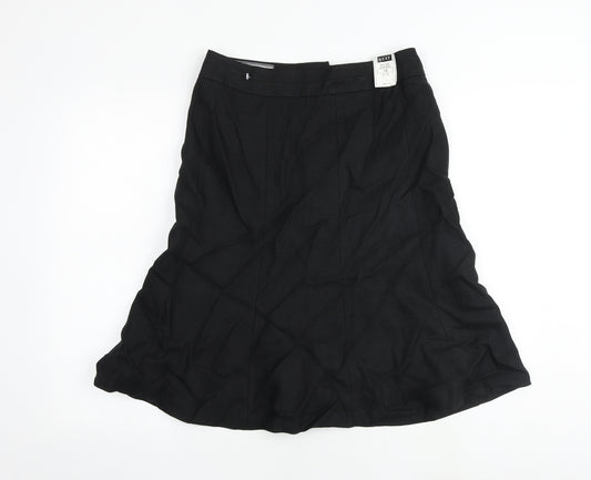 NEXT Womens Black Linen A-Line Skirt Size 12 Zip