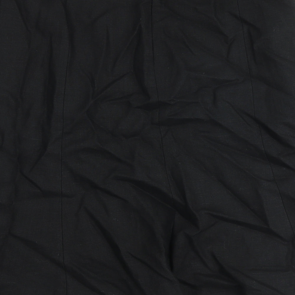 NEXT Womens Black Linen A-Line Skirt Size 12 Zip