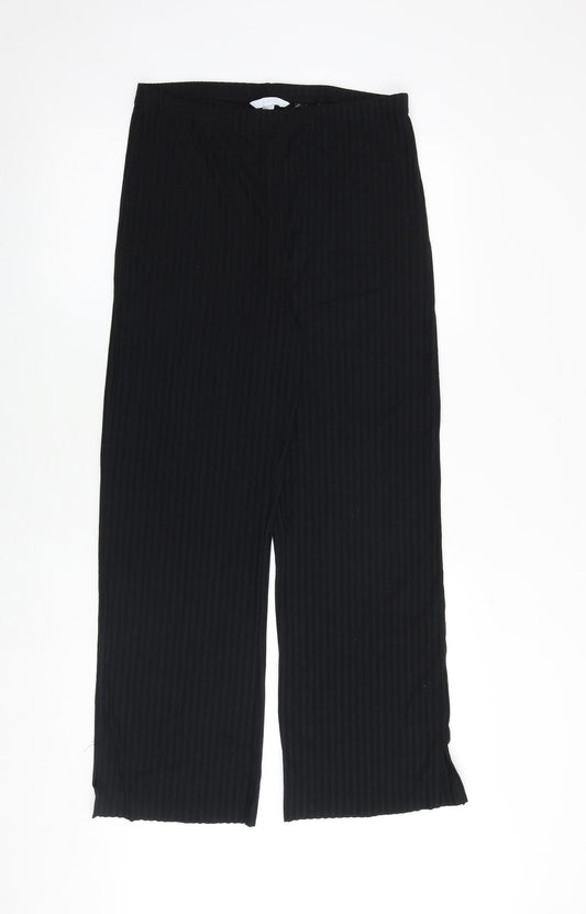 H&M Womens Black Polyester Capri Trousers Size M Regular