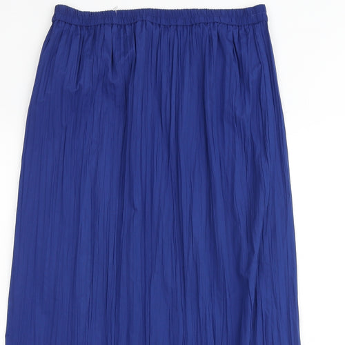 Marks and Spencer Womens Blue Polyester Pleated Skirt Size 8
