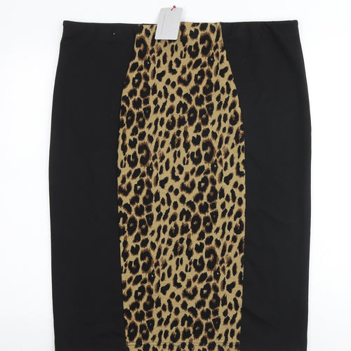 WOW Womens Black Animal Print Polyester Straight & Pencil Skirt Size 22 - Leopard Pattern