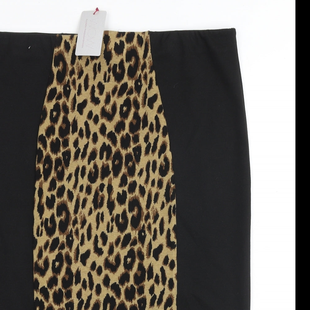 WOW Womens Black Animal Print Polyester Straight & Pencil Skirt Size 22 - Leopard Pattern