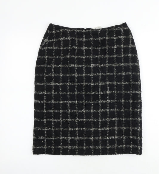Precis Womens Black Check Acrylic Straight & Pencil Skirt Size 10 Zip
