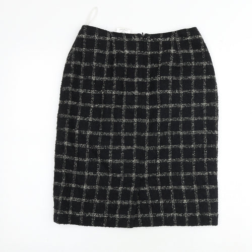 Precis Womens Black Check Acrylic Straight & Pencil Skirt Size 10 Zip