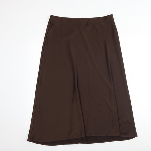 Marks and Spencer Womens Brown Polyester Swing Skirt Size 14