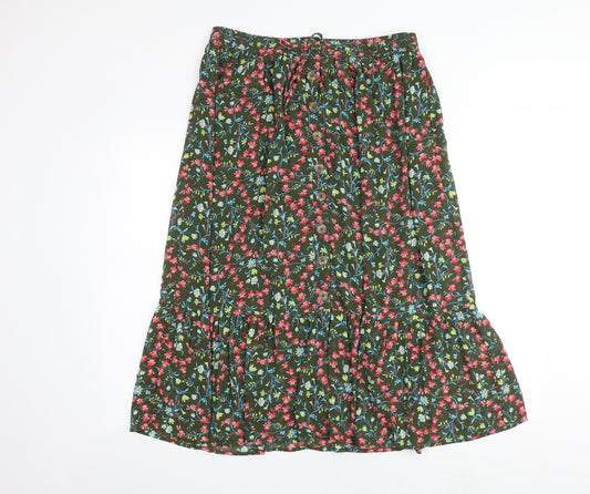 Per Una Womens Multicoloured Floral Polyester Peasant Skirt Size 14 Button