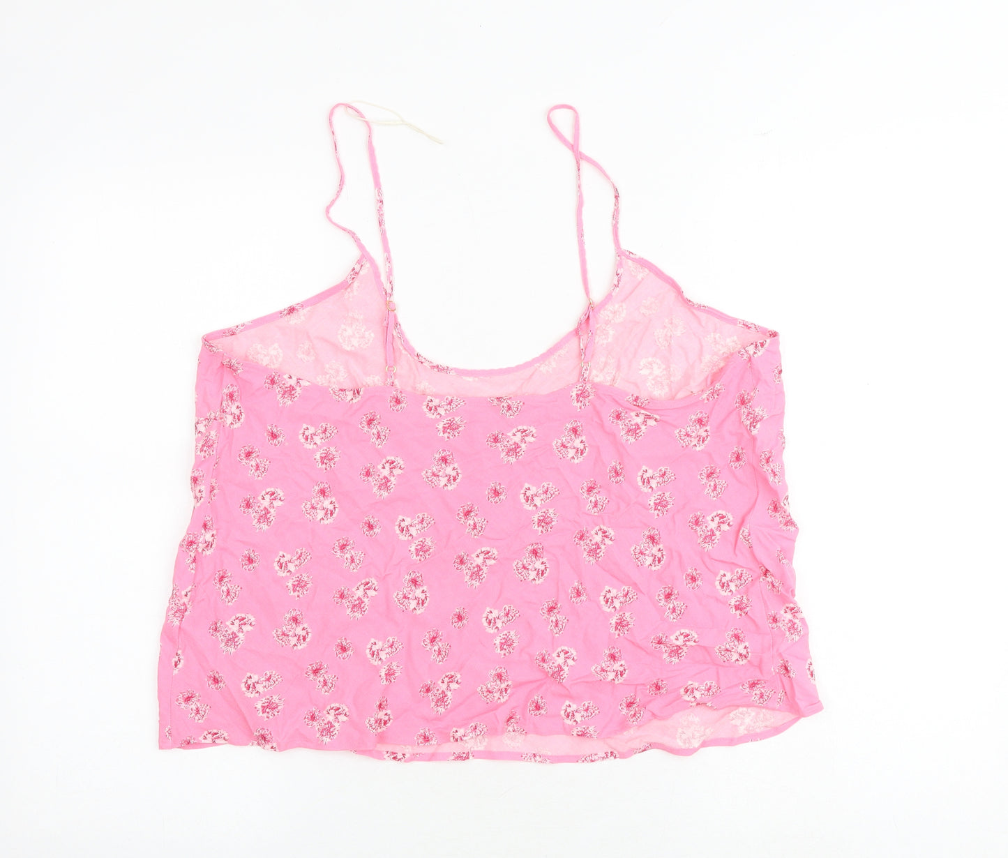 Marks and Spencer Womens Pink Floral Viscose Camisole Tank Size 18 Scoop Neck