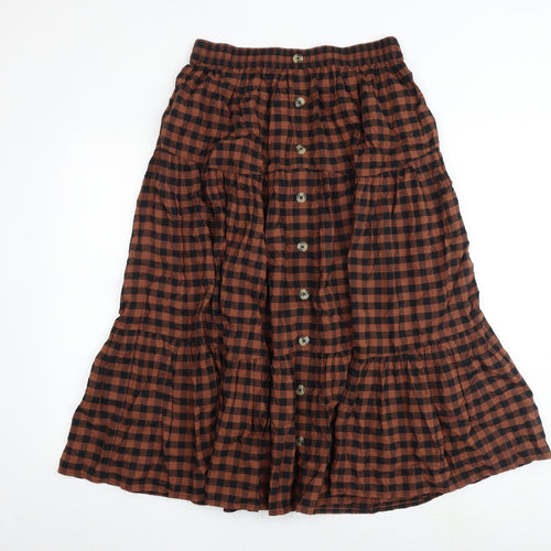 Marks and Spencer Womens Multicoloured Check Polyester Peasant Skirt Size 12 Button
