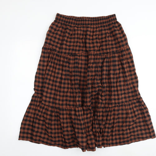 Marks and Spencer Womens Multicoloured Check Polyester Peasant Skirt Size 12 Button