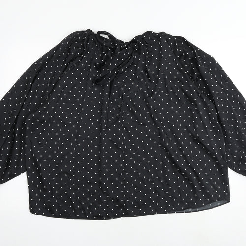 Marks and Spencer Womens Black Geometric Polyester Basic Blouse Size 16 Round Neck