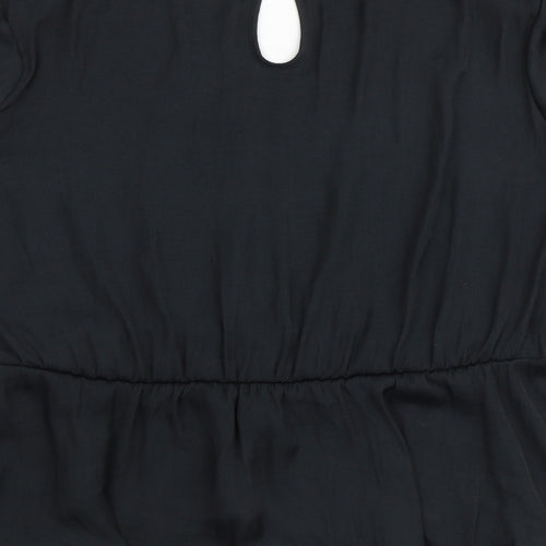 Marks and Spencer Womens Black Polyester Basic Blouse Size 12 V-Neck