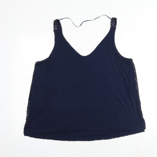 Marks and Spencer Womens Blue Viscose Camisole Tank Size 20 V-Neck