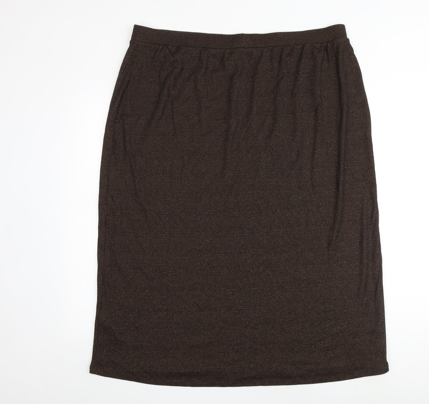 Marks and Spencer Womens Brown Cotton A-Line Skirt Size 22