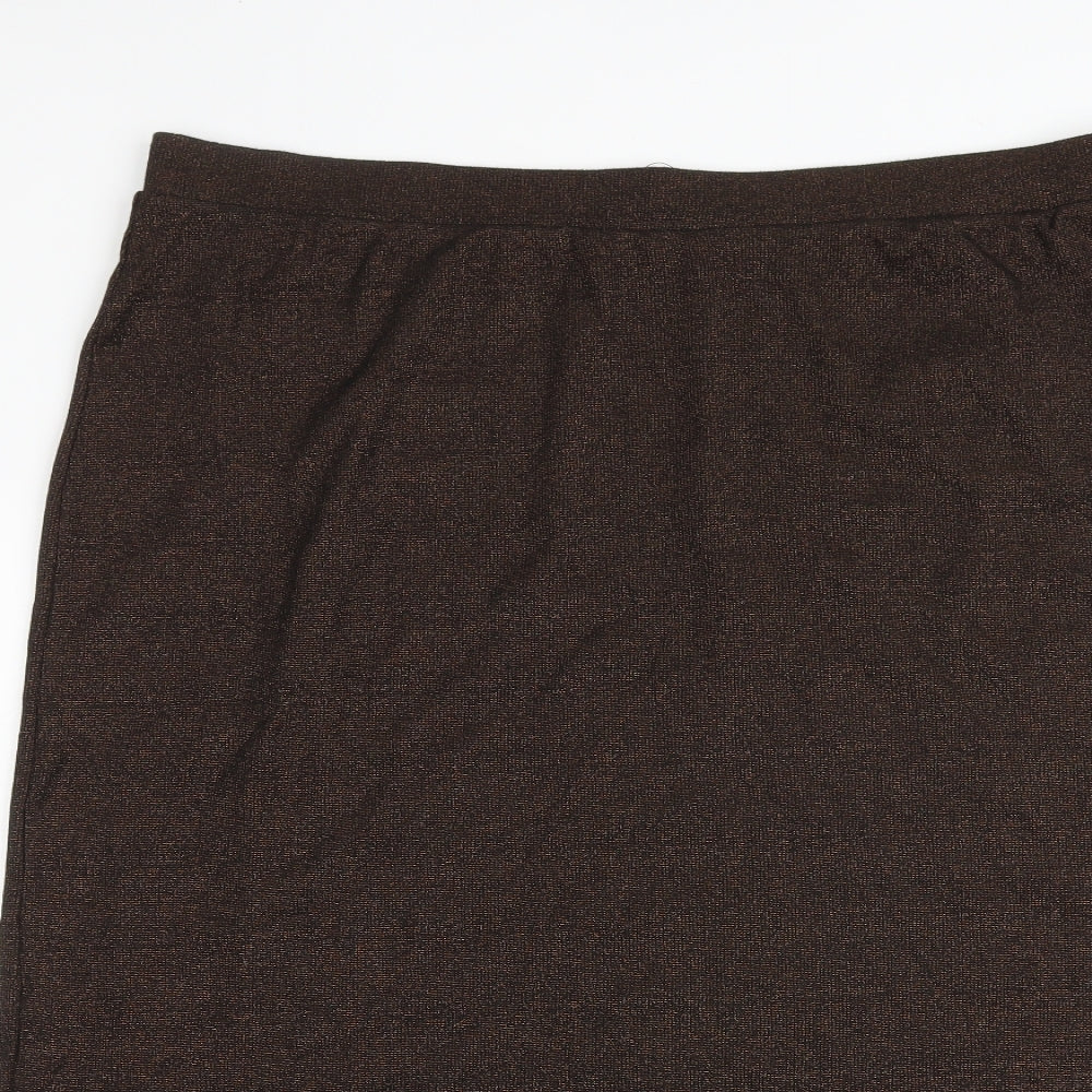 Marks and Spencer Womens Brown Cotton A-Line Skirt Size 22