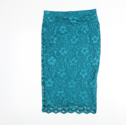 Miss Selfridge Womens Green Floral Polyester A-Line Skirt Size 12