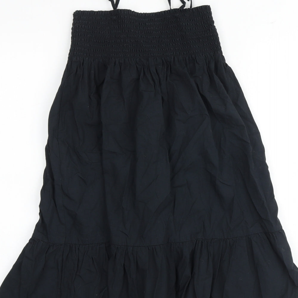 H&M Girls Black 100% Cotton A-Line Size 7-8 Years Square Neck Tie - Strapless