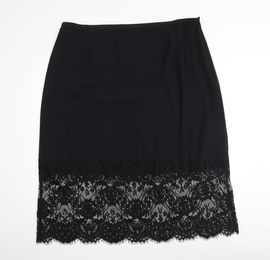 Marks and Spencer Womens Black Polyester Pettiskirt Skirt Size 24 Zip
