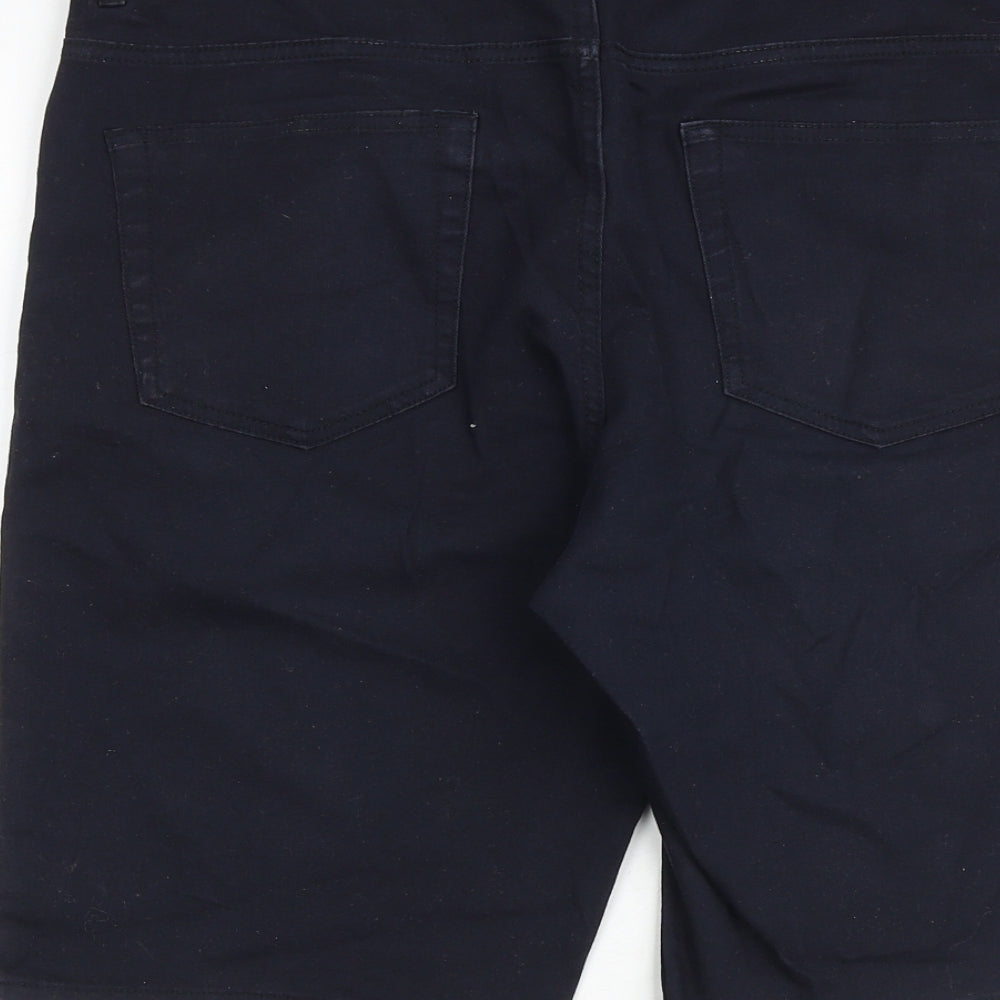H&M Mens Black Cotton Bermuda Shorts Size 32 in Slim Zip