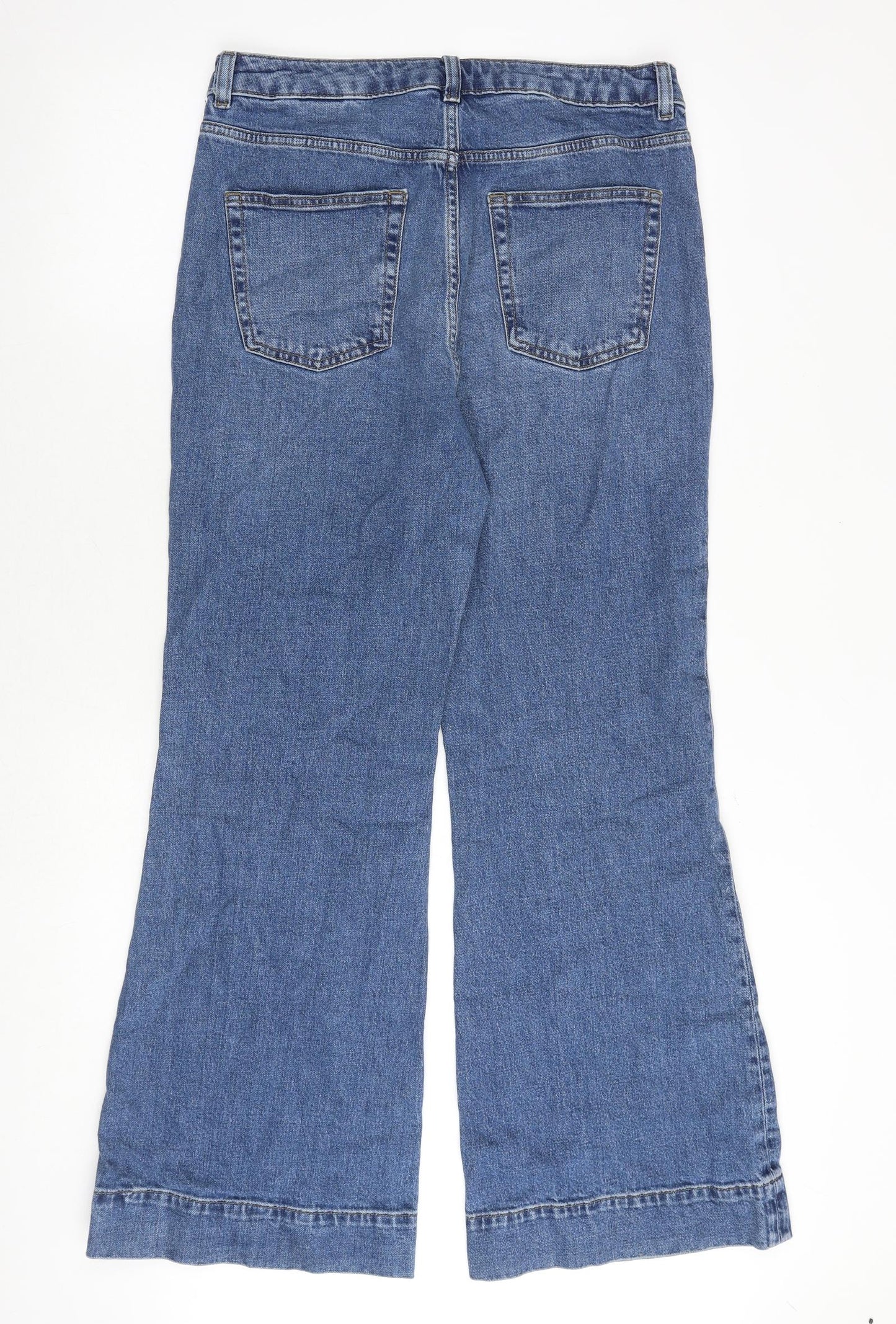 Marks and Spencer Womens Blue Cotton Bootcut Jeans Size 14 Regular Zip ...