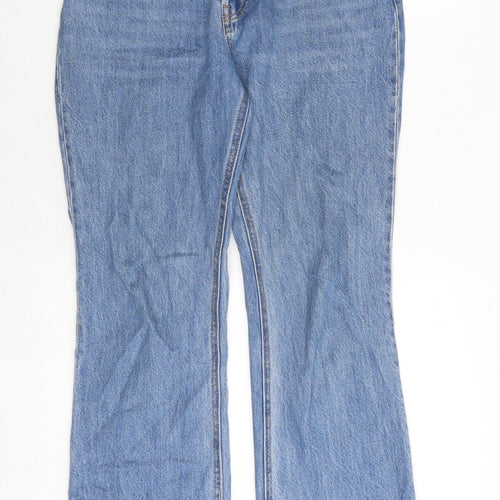 H&M Womens Blue Cotton Bootcut Jeans Size 10 Regular Button