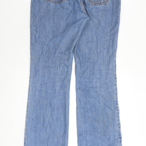 H&M Womens Blue Cotton Bootcut Jeans Size 10 Regular Button