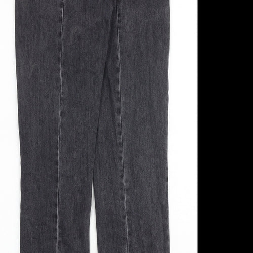 H&M Womens Grey Cotton Straight Jeans Size 26 in Regular Button