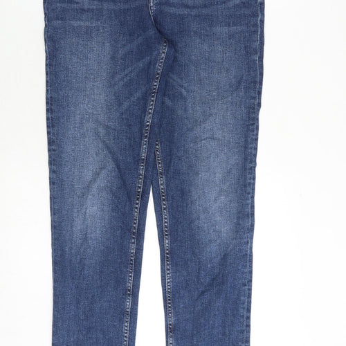 Marks and Spencer Womens Blue Cotton Skinny Jeans Size 10 Slim Zip - Relaxed Fit
