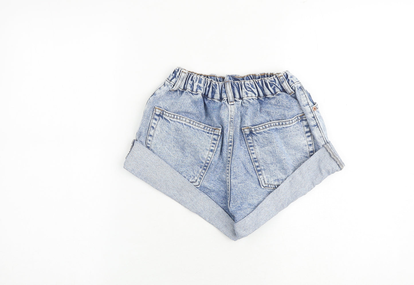 ASOS Womens Blue 100% Cotton Hot Pants Shorts Size 6 Regular Zip