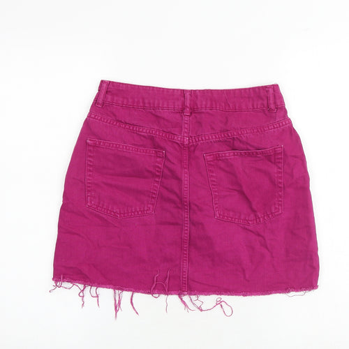 Topshop Womens Pink Cotton A-Line Skirt Size 10 Zip