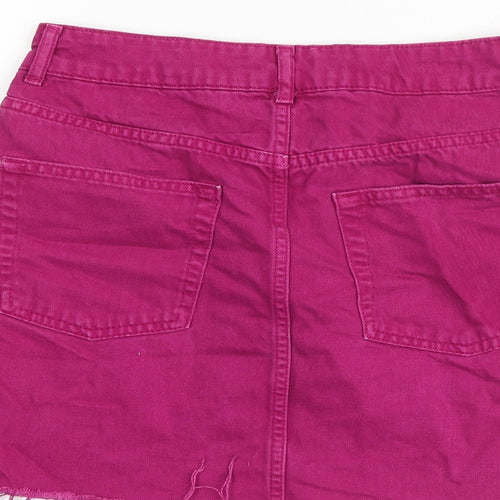 Topshop Womens Pink Cotton A-Line Skirt Size 10 Zip