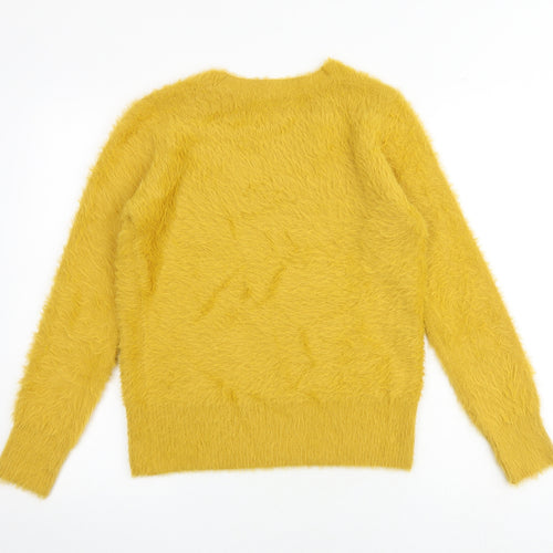 Marks and Spencer Womens Yellow V-Neck Polyamide Pullover Jumper Size S