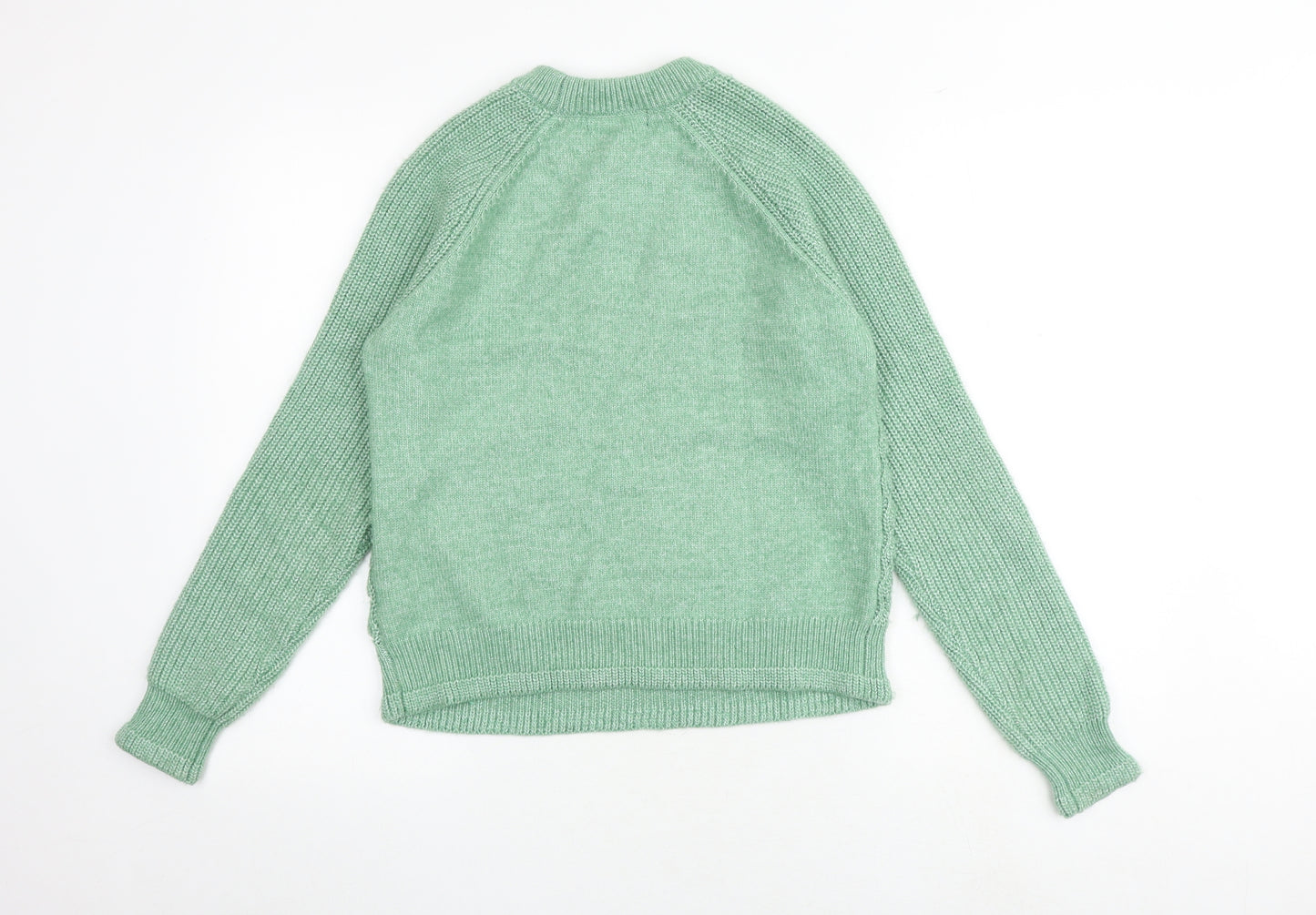 Marks and Spencer Womens Green Round Neck Polyester Pullover Jumper Size S