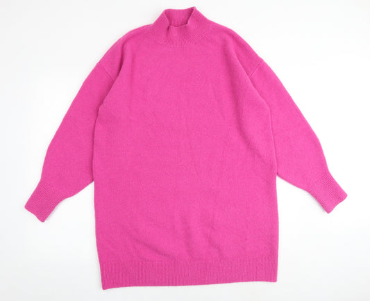 & Other Stories Womens Pink Polyester Jumper Dress Size S Mock Neck Pullover