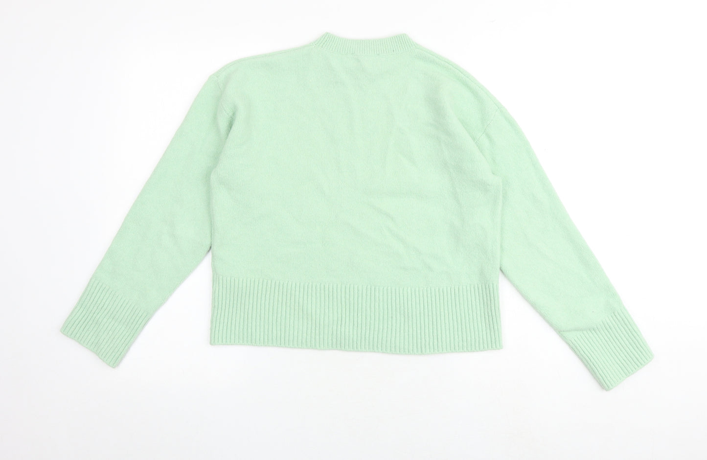 & Other Stories Womens Green Round Neck Cotton Pullover Jumper Size XS