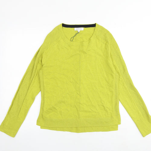 White Stuff Womens Yellow Round Neck Cotton Pullover Jumper Size 12