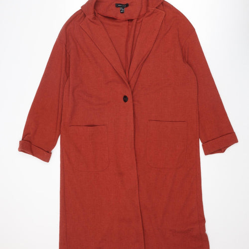 New Look Womens Red Overcoat Coat Size L Button