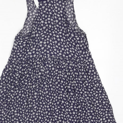 Pins & Needles Womens Blue Floral Viscose Pinafore/Dungaree Dress Size S Round Neck Pullover