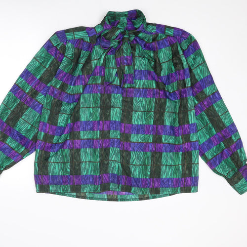 Nicola Womens Multicoloured Check Polyester Basic Blouse Size 10 Round Neck