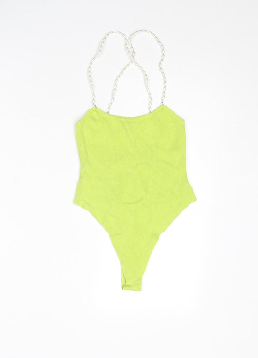 Missguided Womens Green Viscose Bodysuit One-Piece Size 6 Snap - Size 6-8