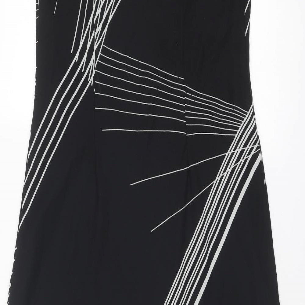 Ronni Nicole Womens Black Geometric Polyester Maxi Size 14 Round Neck Pullover