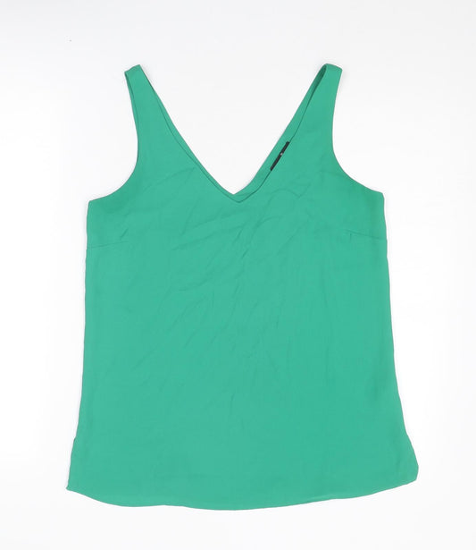 Wallis Womens Green Polyester Basic Tank Size 8 V-Neck