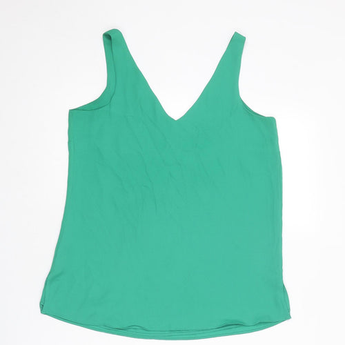 Wallis Womens Green Polyester Basic Tank Size 8 V-Neck