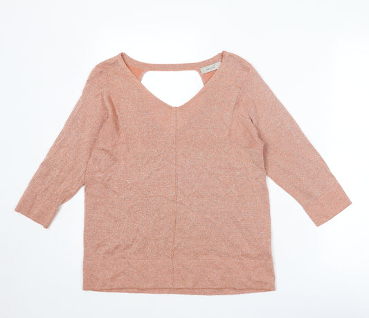 Per Una Womens Pink V-Neck Acrylic Pullover Jumper Size 8