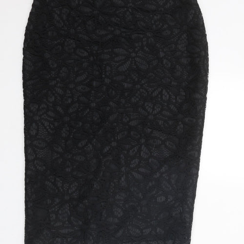 Autograph Womens Black Floral Polyester Straight & Pencil Skirt Size 10 Zip