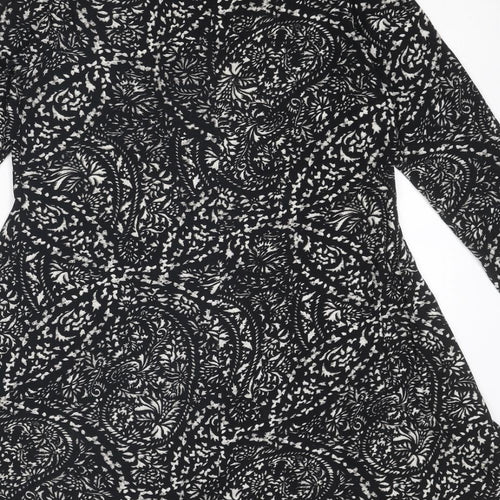 Diva Feva Womens Black Geometric Polyester Jumper Dress Size 12 Round Neck Pullover