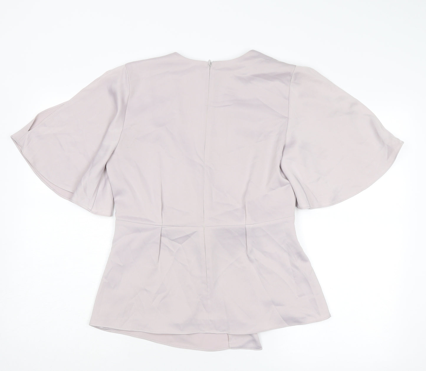 Jacques Vert Womens Grey Polyester Basic Blouse Size 10 V-Neck