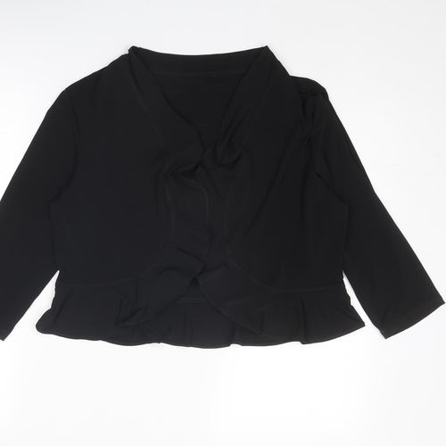 Julipa Womens Black V-Neck Paisley Polyester Cardigan Jumper Size 14