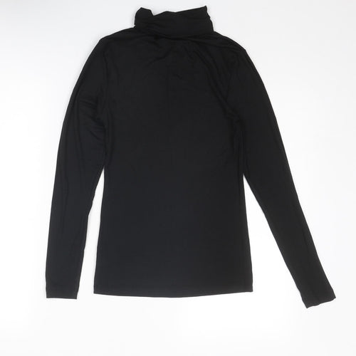 Marks and Spencer Womens Black Acrylic Basic T-Shirt Size 12 Roll Neck - Heatgen